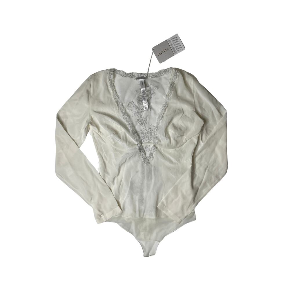 1-67 LA PERLA NWT Women's Bodysuit Lingerie Sheer White M